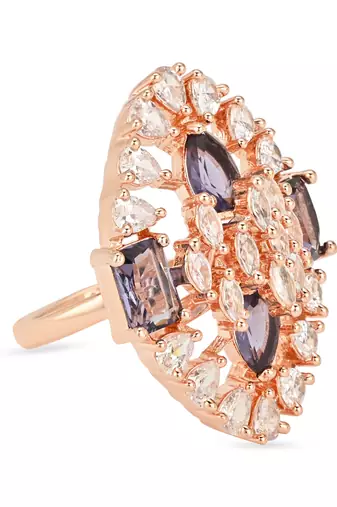 dazzling cubic zirconia party bling statement adjustable brass finger ring for women girls 