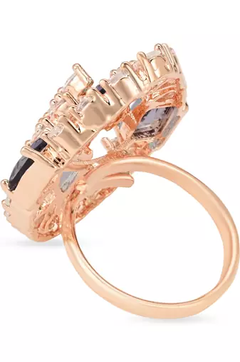 dazzling cubic zirconia party bling statement adjustable brass finger ring for women girls 