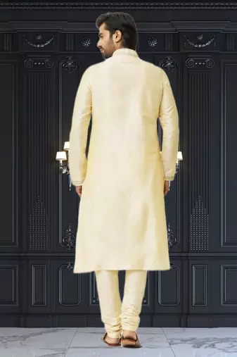 Men's fawn embroidered kurta pajama