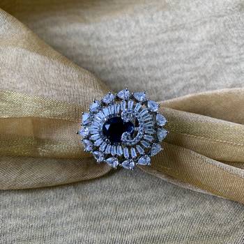 I jewels cz american diamond stylish floral shape dazzling adjustable brass finger ring  2