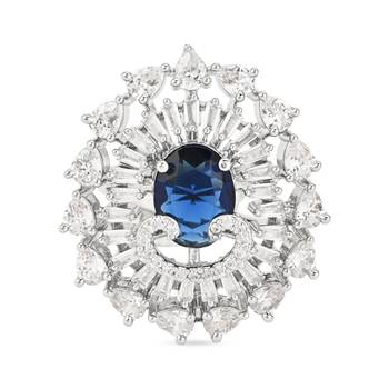 I jewels cz american diamond stylish floral shape dazzling adjustable brass finger ring  3