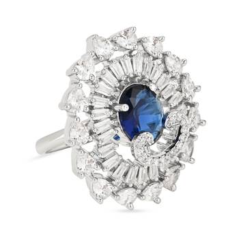 I jewels cz american diamond stylish floral shape dazzling adjustable brass finger ring  4