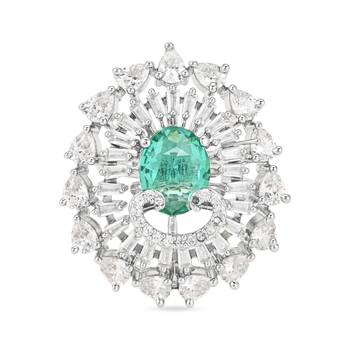 I jewels cz american diamond stylish floral shape dazzling adjustable brass finger ring  3