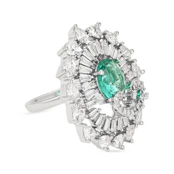 I jewels cz american diamond stylish floral shape dazzling adjustable brass finger ring  4