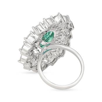 I jewels cz american diamond stylish floral shape dazzling adjustable brass finger ring  5