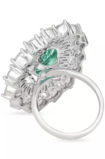 I jewels cz american diamond stylish floral shape dazzling adjustable brass finger ring 