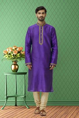 Men's blue embroidered kurta pajama 1