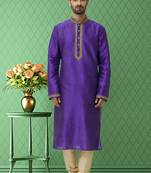 Men's blue embroidered kurta pajama