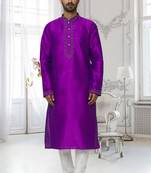 Men's purple embroidered kurta pajama