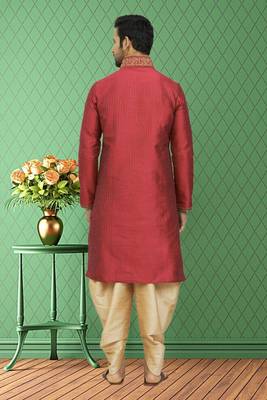Men's maroon embroidered kurta patiala 5