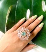 stylish latest fashionable design floral cz american diamond adjustable finger rings