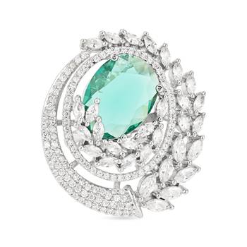 stylish latest fashion blue stone dazzling cubic zirconia embellihsed brass adjustable finger ring 3
