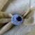 I jewels stylish latest fashion blue stone dazzling cubic zirconia embellihsed brass adjustable finger ring