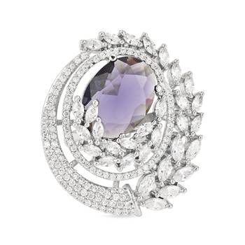 I jewels stylish latest fashion blue stone dazzling cubic zirconia embellihsed brass adjustable finger ring 3