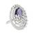I jewels stylish latest fashion blue stone dazzling cubic zirconia embellihsed brass adjustable finger ring