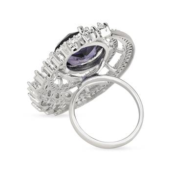 I jewels stylish latest fashion blue stone dazzling cubic zirconia embellihsed brass adjustable finger ring 5