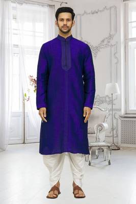 Men's blue embroidered kurta patiala 2