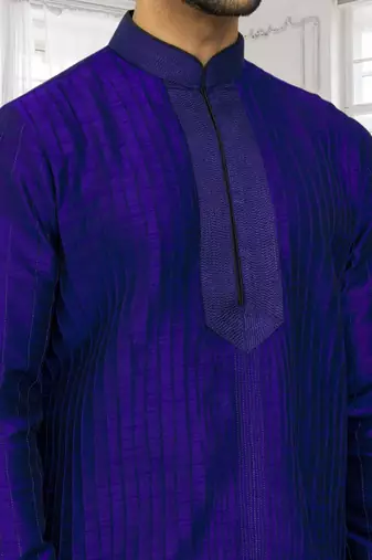 Men's blue embroidered kurta patiala