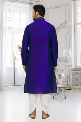 Men's blue embroidered kurta patiala 5