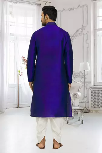Men's blue embroidered kurta patiala