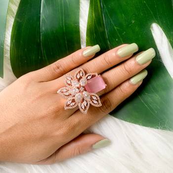 stylish latest fashionable design floral cz american diamond adjustable finger rings 1