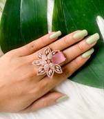 stylish latest fashionable design floral cz american diamond adjustable finger rings