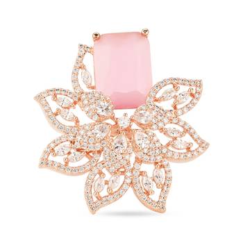 stylish latest fashionable design floral cz american diamond adjustable finger rings 2