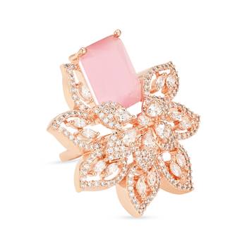 stylish latest fashionable design floral cz american diamond adjustable finger rings 3
