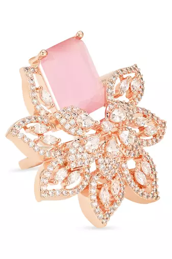 stylish latest fashionable design floral cz american diamond adjustable finger rings