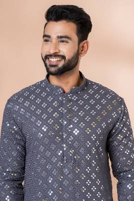 Embroidery Work Kurta Pyjama Set 4