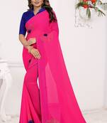 Pink Siroski Stone Work Georgette Saree