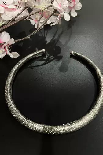 Indian oxidized hasli and anklet combo silver plated anklet with hasali german silver indian jewelry for women