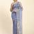 Blue orgenza silk chikankari border with blouse