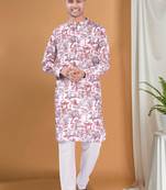 men's pastel kurta with elastic pyjama set - tropical paradise