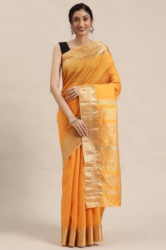 Riva enterprise women's assam silk with golden broad border party wear saree