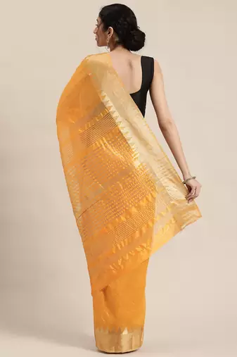 Riva enterprise women's assam silk with golden broad border party wear saree