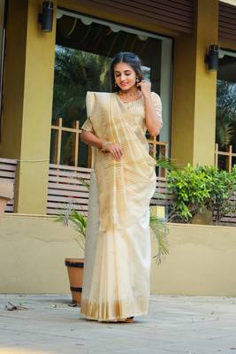 Riva enterprise women's assam silk with golden broad border party wear saree 1