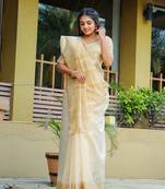 Riva enterprise women's assam silk with golden broad border party wear saree