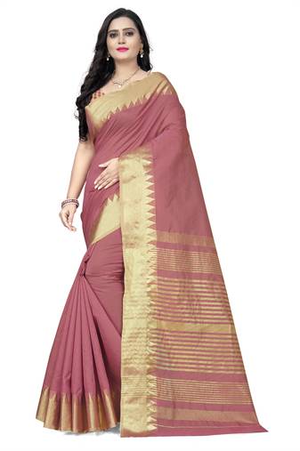 Riva Enterprise Women'S Assam Silk With Golden Broad Border Party Wear Saree