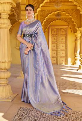Purple Kanvi silk bland banarasi style soft saree with Blouse 1
