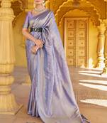 Purple Kanvi silk bland banarasi style soft saree with Blouse
