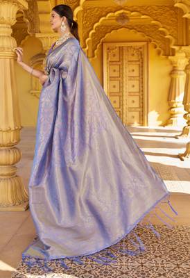 Purple Kanvi silk bland banarasi style soft saree with Blouse 2