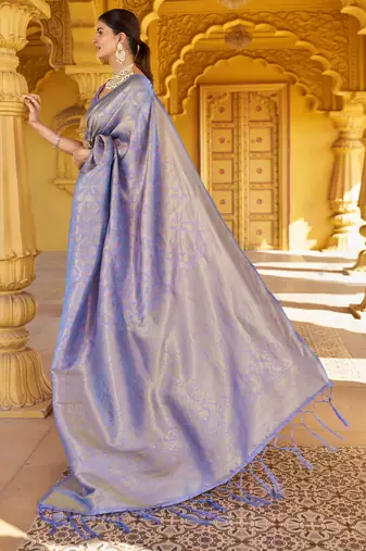 Purple Kanvi silk bland banarasi style soft saree with Blouse