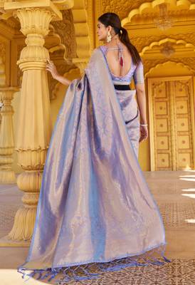 Purple Kanvi silk bland banarasi style soft saree with Blouse 3