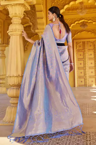 Purple Kanvi silk bland banarasi style soft saree with Blouse
