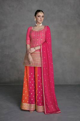 Pink Embroidered Georgette Salwar Suit with Dupatta 1