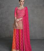Pink Embroidered Georgette Salwar Suit with Dupatta
