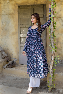 Lily blue georgette kurta with palazzo 1