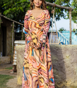 Spectacular multi-shade georgette angharkha gown