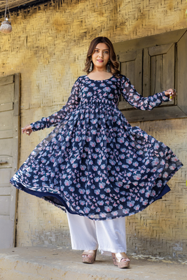 Lily blue georgette kurta with palazzo 2